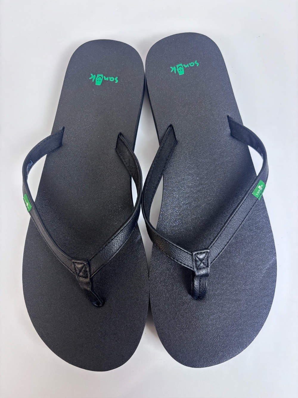 Sanuk Yoga Joy Flip Flops Thong Sandal Thin Profile Comfort Shoes Black Size 9